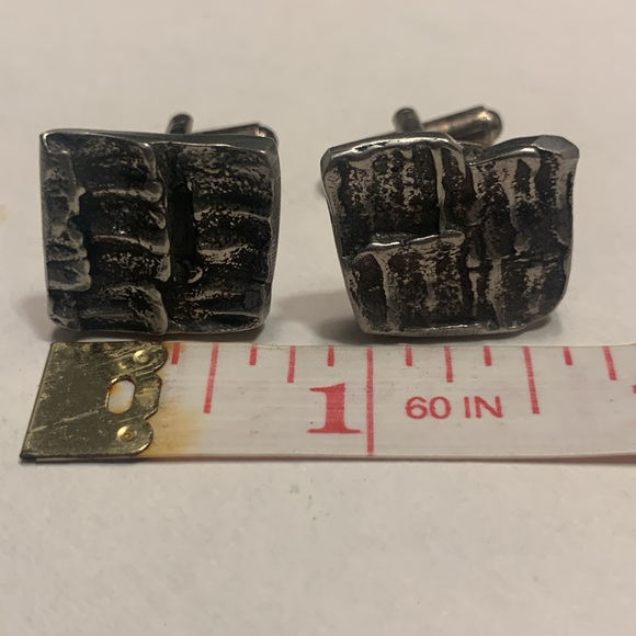 50’s 60’s BRUTALIST MODERNIST ARTIST STUDIO CUFFLINKS TESTED STERLING SILVER - Picture 8 of 11